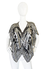 1970s Silver Sequin Butterfly Cape or Top
