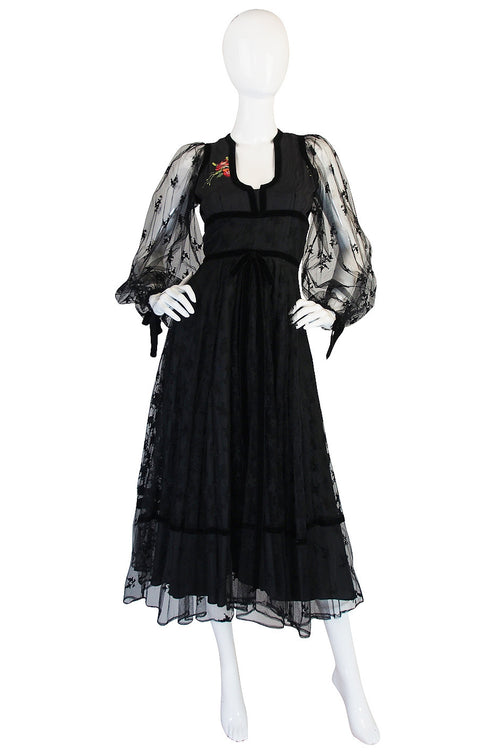 1974 Hand Painted Thea Porter Couture Corset Dress