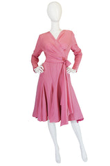 Early 1980s Pink Silk Dotted Valentino Day Dress