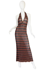 1990s Backless Metallic Knit Missoni Maxi Dress