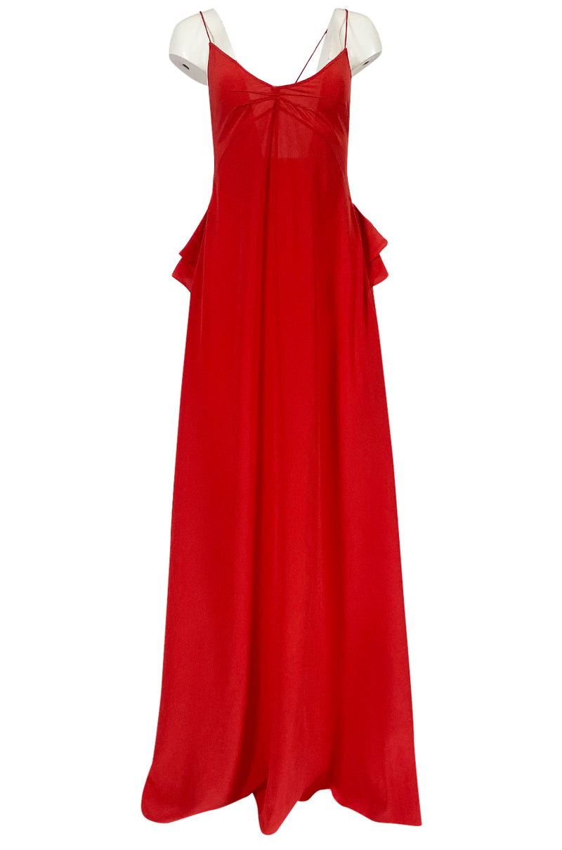 Recent Rochas Red Silk Backless Dress w Ruffle Detail at Low Back Shrimpton Couture Recent Rochas Red Silk Backless Dress w Ruffle Detail at Low Back Shrimpton Couture
