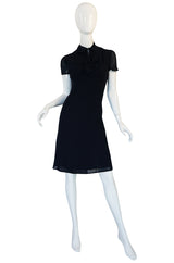 c1968 Guy Laroche Haute Couture Navy Silk Dress Ensemble