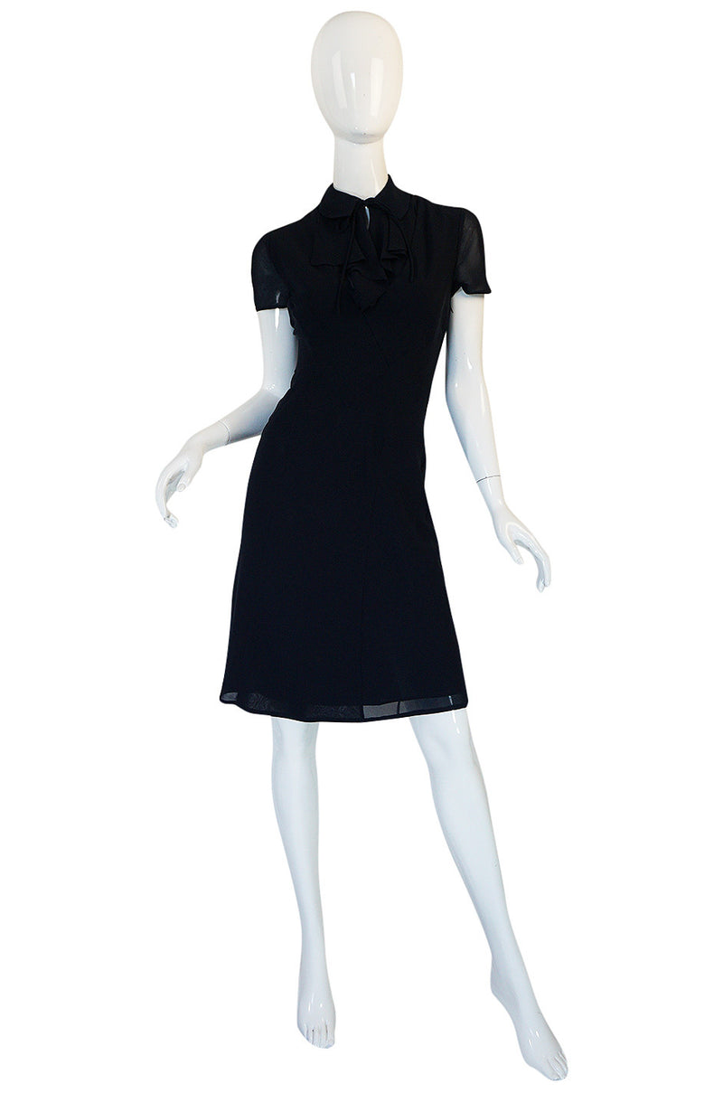 c1968 Guy Laroche Haute Couture Navy Silk Dress Ensemble