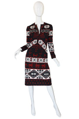 1960s Jersey Print Goldworm Dress