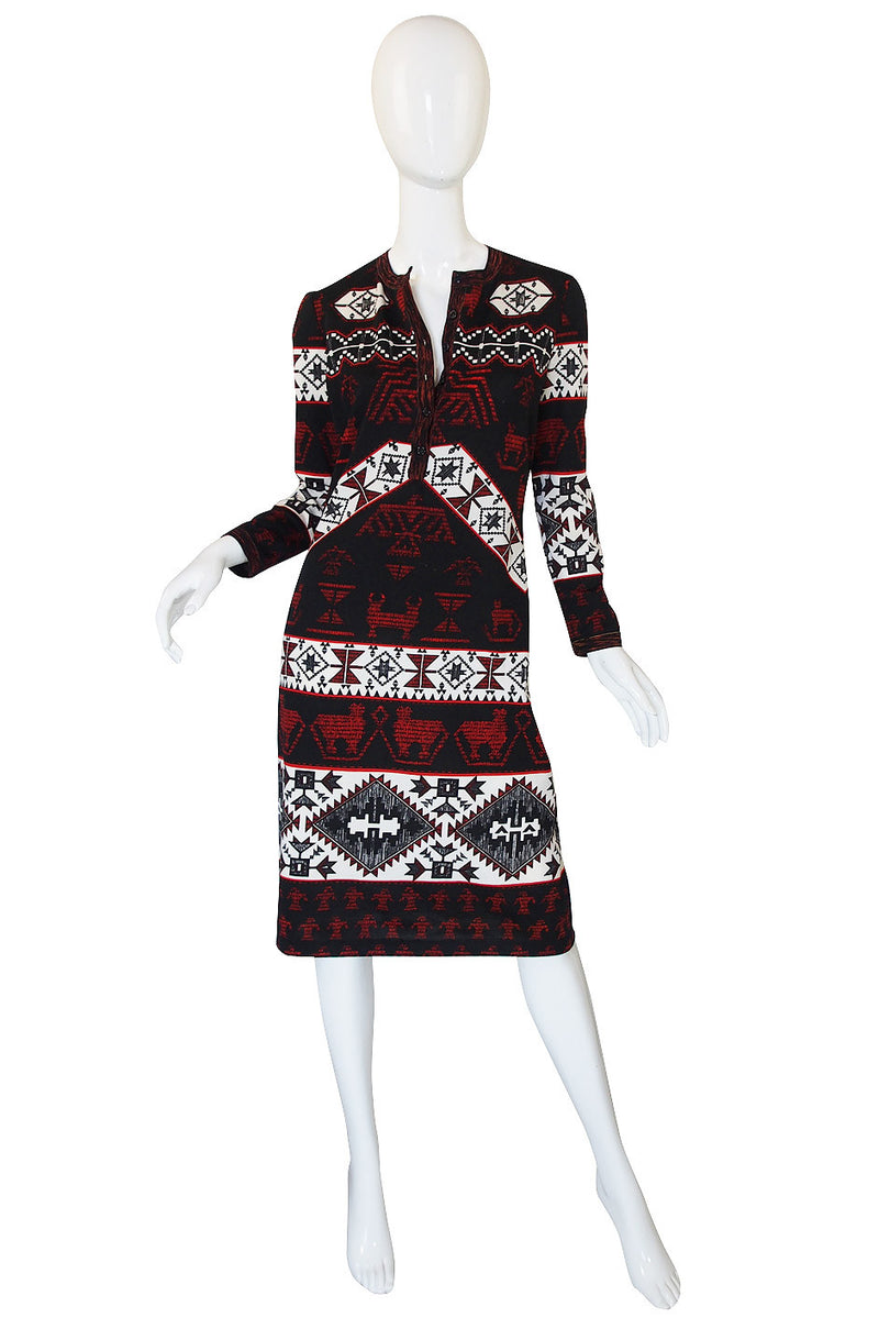 1960s Jersey Print Goldworm Dress