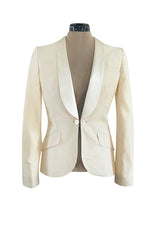 Immaculately Tailored 2003 Alexander McQueen Ivory Jacket w Silk Satin Lapels