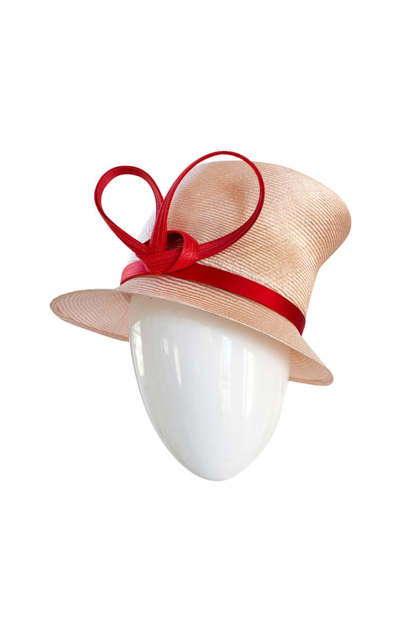 Bespoke 2001-2006 Philip Treacy Haute Couture Parasisal Straw Hat w Handmade Curl Detail