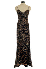 Recent Roberto Cavalli Bias Cut Leopard Print Chiffon Full Length Halter Dress