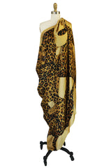 F/W 1986 Rare 8' x 4.5' Yves Saint Laurent Leopard Silk Scarf
