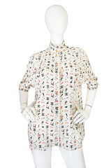 1990s Iconic Chanel No 5 Printed Silk Top
