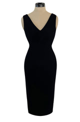 1995 Gianni Versace Couture Fitted Little Black Dress w Plunge Back & Front