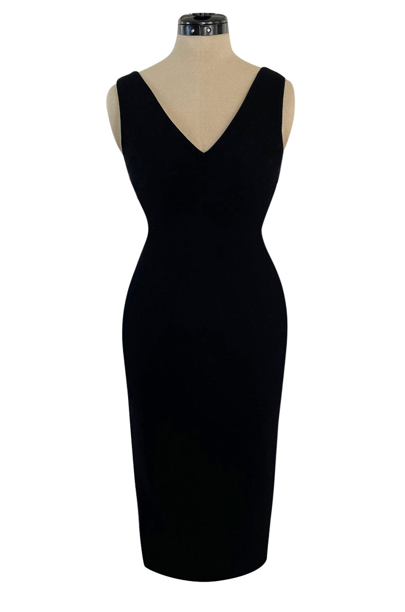 1995 Gianni Versace Couture Fitted Little Black Dress w Plunge Back & Front