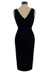 1995 Gianni Versace Couture Fitted Little Black Dress w Plunge Back & Front