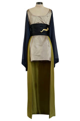 Fall 1994 Guy Laroche Haute Couture Runway Wide Sleeve Dress w Cumberbund & Back Skirt Panel