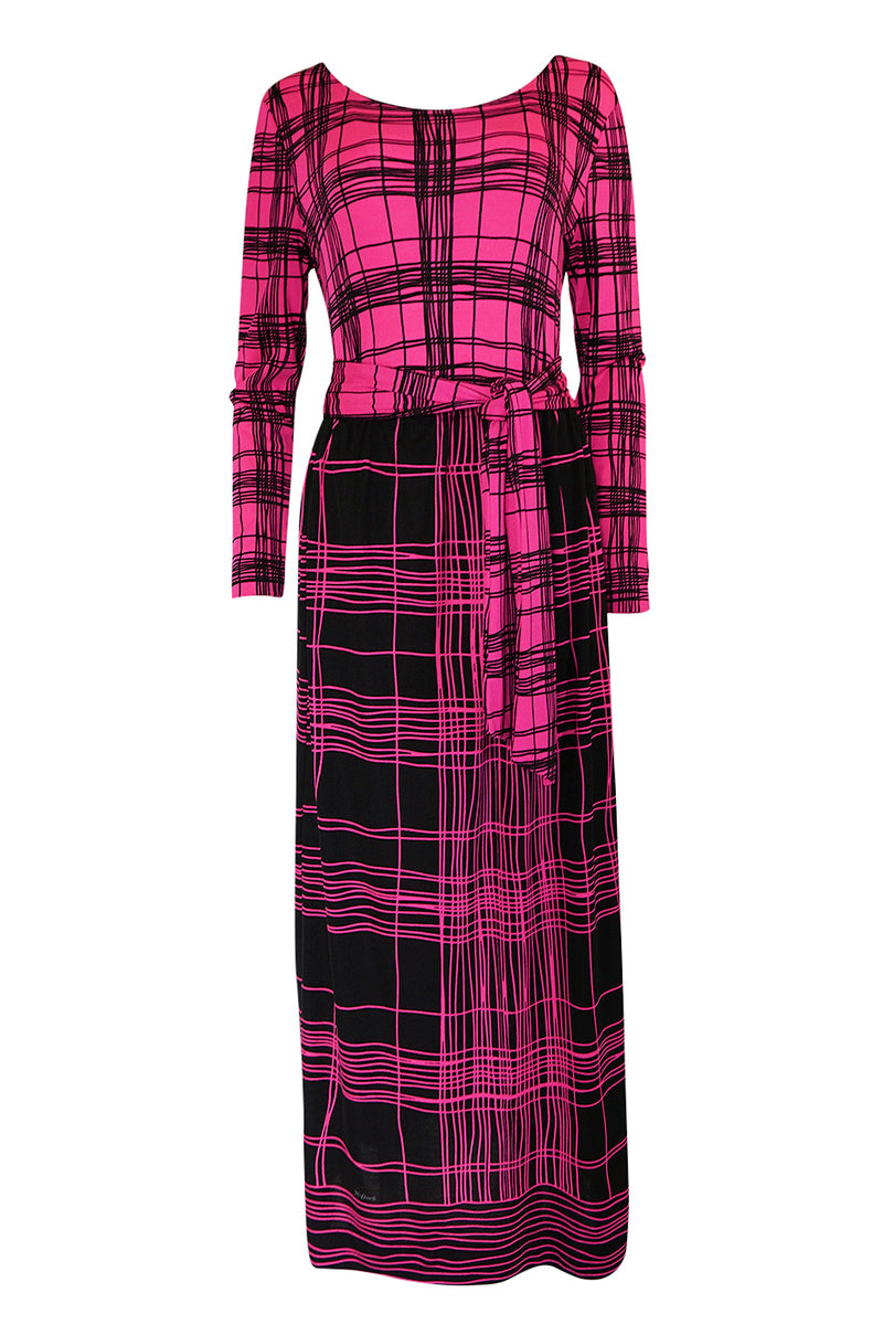 1970s Mr. Dino Pink Graphic Print Jersey Body Suit & Skirt Set