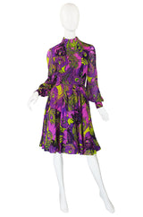 1970s Purple Silk La Mendola Day Dress