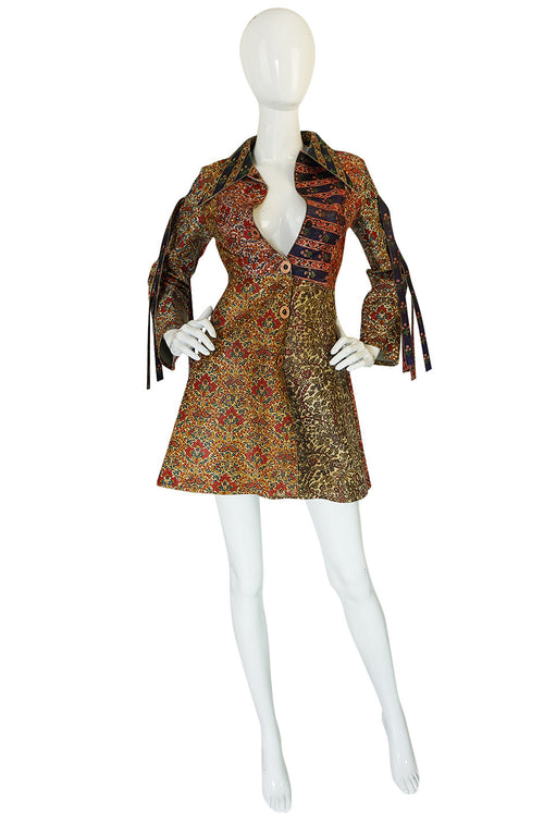 Early & Rare 1970s Roberto Cavalli Leather Print Jacket or Mini