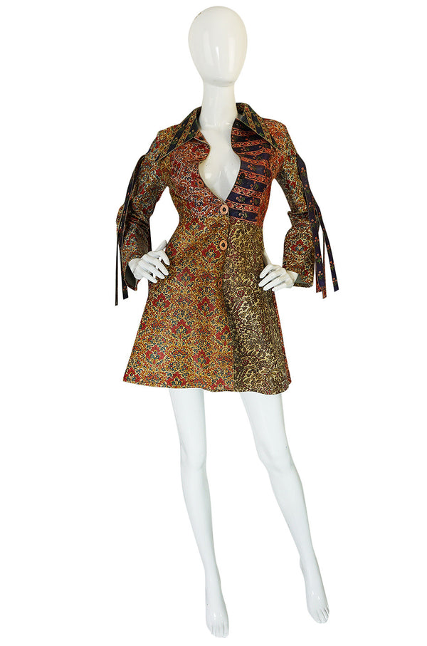 Early & Rare 1970s Roberto Cavalli Leather Print Jacket or Mini