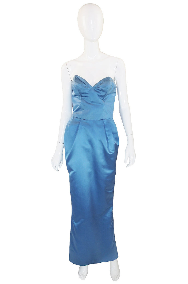 1950s Pale Blue Silk Dress Shrimpton Couture 1950s Pale Blue Silk Dress Shrimpton Couture