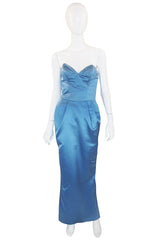 1950s Pale Blue Silk Dress