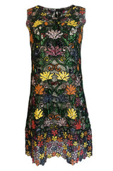 1960s Unlabeled Hand Made & Beaded and Sequin Netted Cord Dress