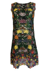 1960s Unlabeled Hand Made & Beaded and Sequin Netted Cord Dress
