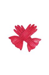 Vintage Yves Saint Laurent Pink Leather Gauntlet Gloves 7