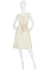 c1972 Halston Ultrasuede Zip Front Dress in Cream
