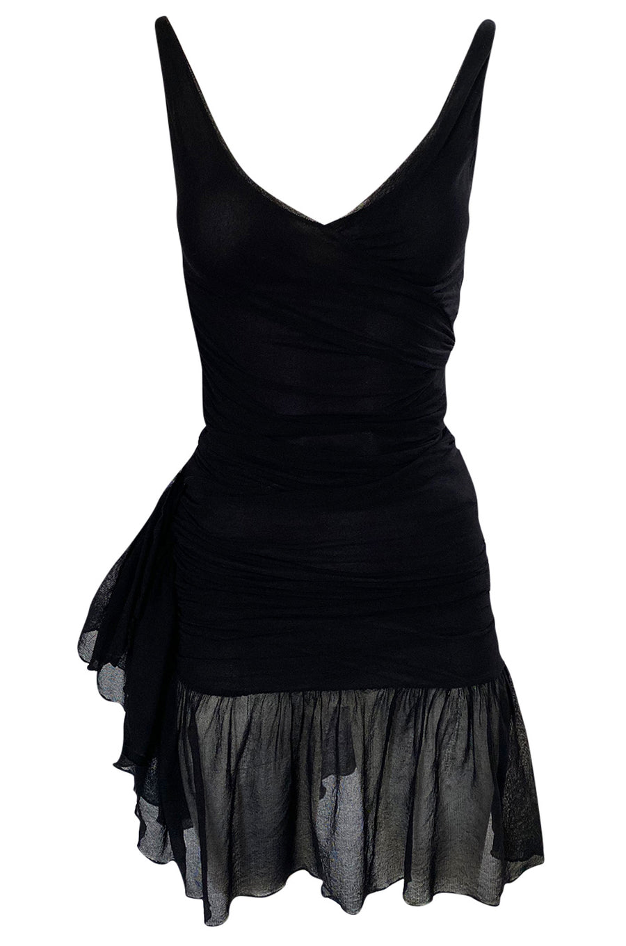 c. 1990 Giorgio Di Sant Angelo Black Silk Stretch Net Fitted Mini Dres Shrimpton Couture c. 1990 Giorgio Di Sant Angelo Black Silk Stretch Net Fitted Mini Dres Shrimpton Couture
