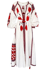 2017 Vita Kin White Linen Vyshyvanka  Red Embroidered Dress