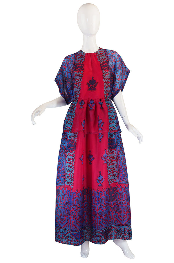 1970s Numbered Silk Gazar Lanvin Caftan Dress