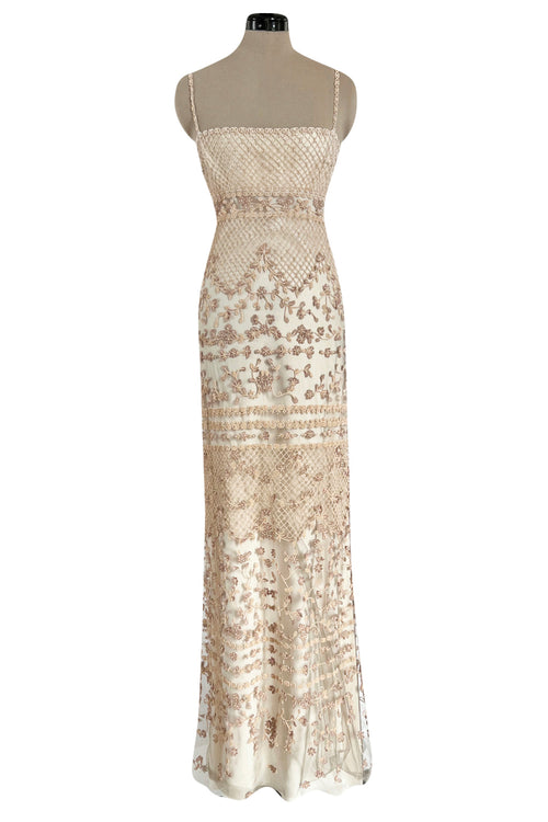 Spectacular Resort 2014 Valentino Fully Beaded Pale Pinky Nude Silk & Net Dress