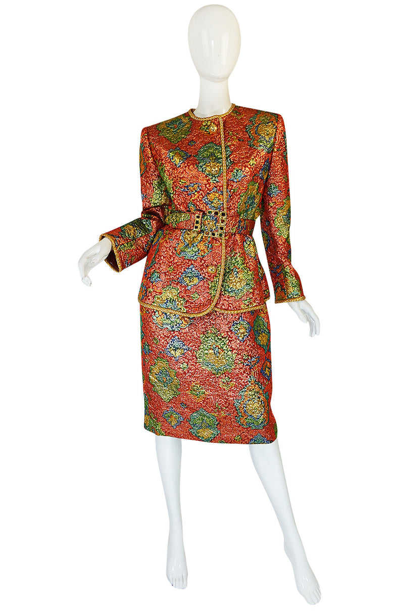 1980s Numbered Demi-Couture Coral Metallic Givenchy Suit
