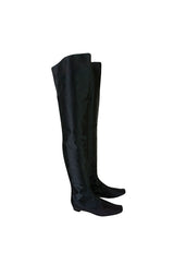 Early 2000s Marni Black Silk Thigh High Boots