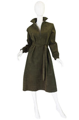 1972 Olive Green Ultrasuede Halston Dress