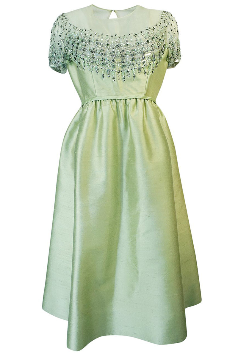 *NEW PRICE DROP* 1960s Malcolm Starr Silk, Sequin, Beads & Crystal Embellished Dress