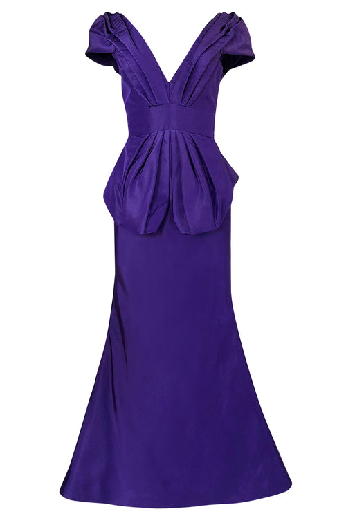 A/W 2013 Oscar De La Renta Runway Sculptural Purple Silk Dress