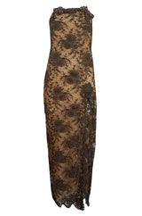 1970s John Anthony Couture Beaded Lace Strapless Dress