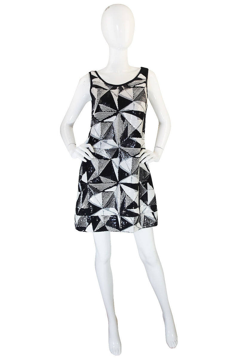 Recent Fendi Black and White Sequin Shift Dress