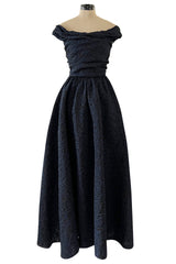 Runway Fall 2019 Christian Dior by Maria Grazia Chiuri Deep Blue & Black Off Shoulder Dress