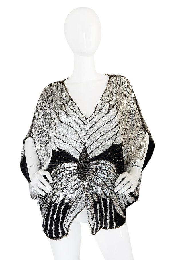 1970s Elaborate Heavily Sequin Butterfly Top Or Cape