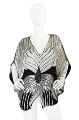 1970s Elaborate Heavily Sequin Butterfly Top Or Cape