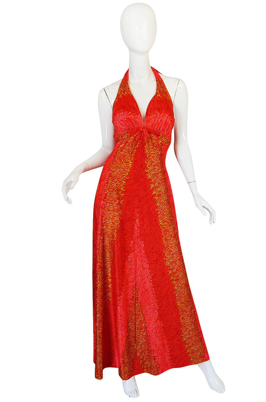 chinese dress ladies Long Floral Ruffle Dress Halter Maxi R&M Richards 1118