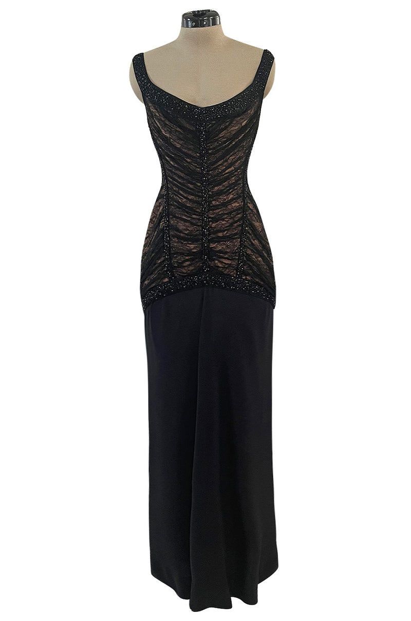 Original Fall 1997 Herve Leger Couture Lace & Bead Bandage Fitted Blac Shrimpton Couture Original Fall 1997 Herve Leger Couture Lace & Bead Bandage Fitted Blac Shrimpton Couture