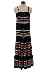 Prettiest Spring 1977 Christian Dior by Marc Bohan Black Cotton Jersey Striped Dress