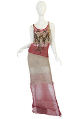 1990s Vivienne Westwood Gilt Painted Knit Skirt & Tank