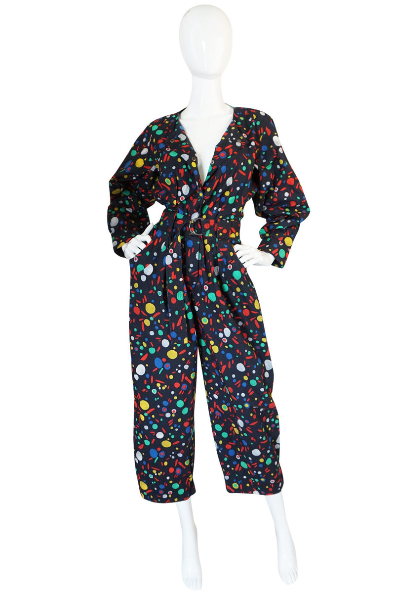 Spring 1985 Yves Saint Laurent Cotton Dot Print Jumpsuit