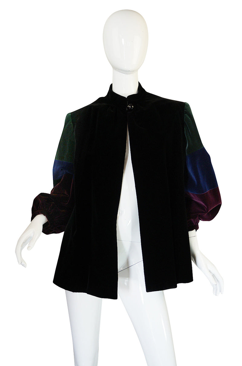 1970s Saint Laurent Multi Color Velvet Smock Jacket