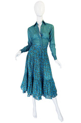 1970s Yves Saint Laurent Ruffled Tiered Skirt & Top Set