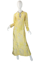1960s Beaded Silk Brocade Caftan Dress